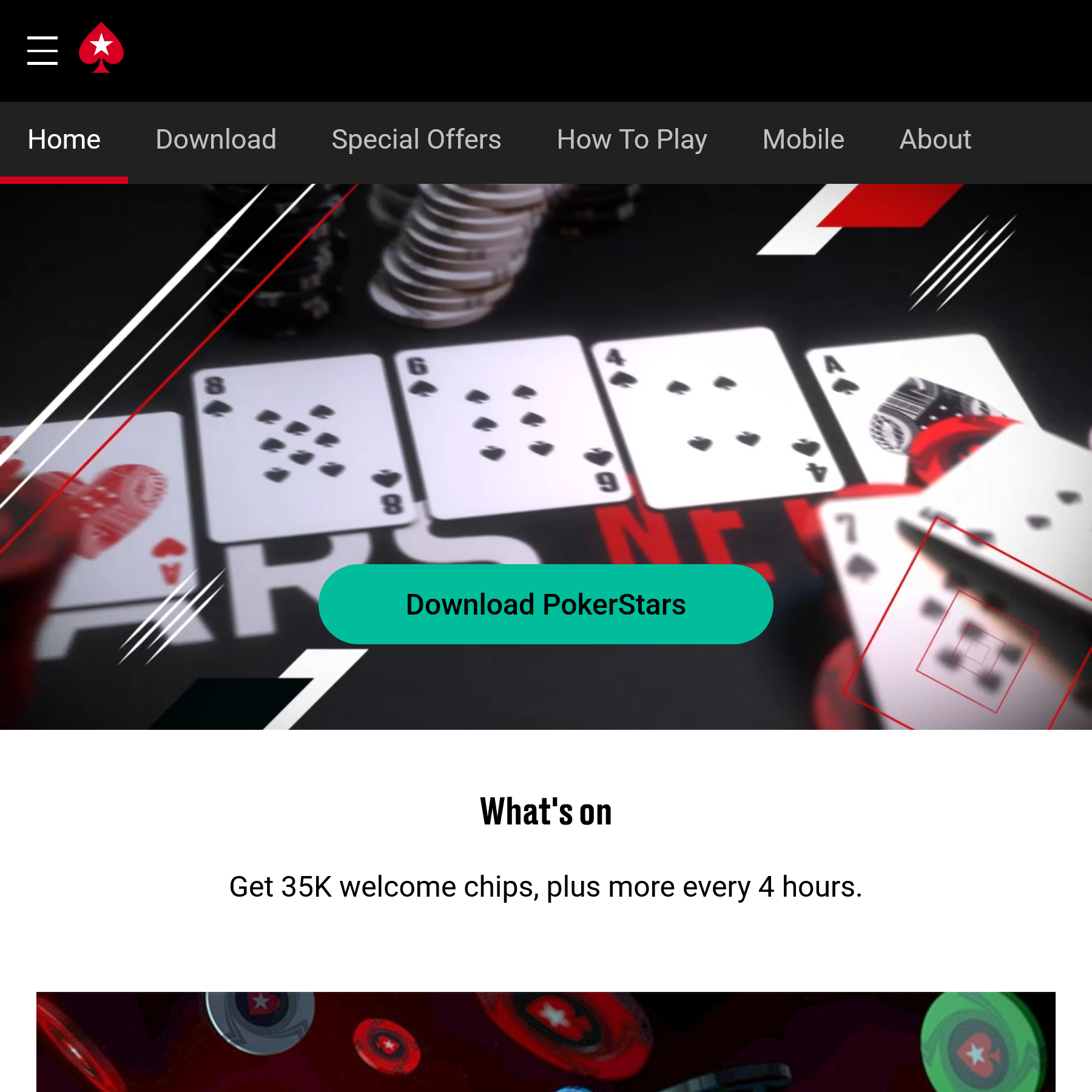Interfaccia principale di PokerStars Casino Interfaccia principale di PokerStars Casino